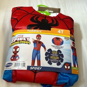 NEW Spidey Amazing Friends Muscle Toddler Costume Size 3T-4T Spiderman Padded